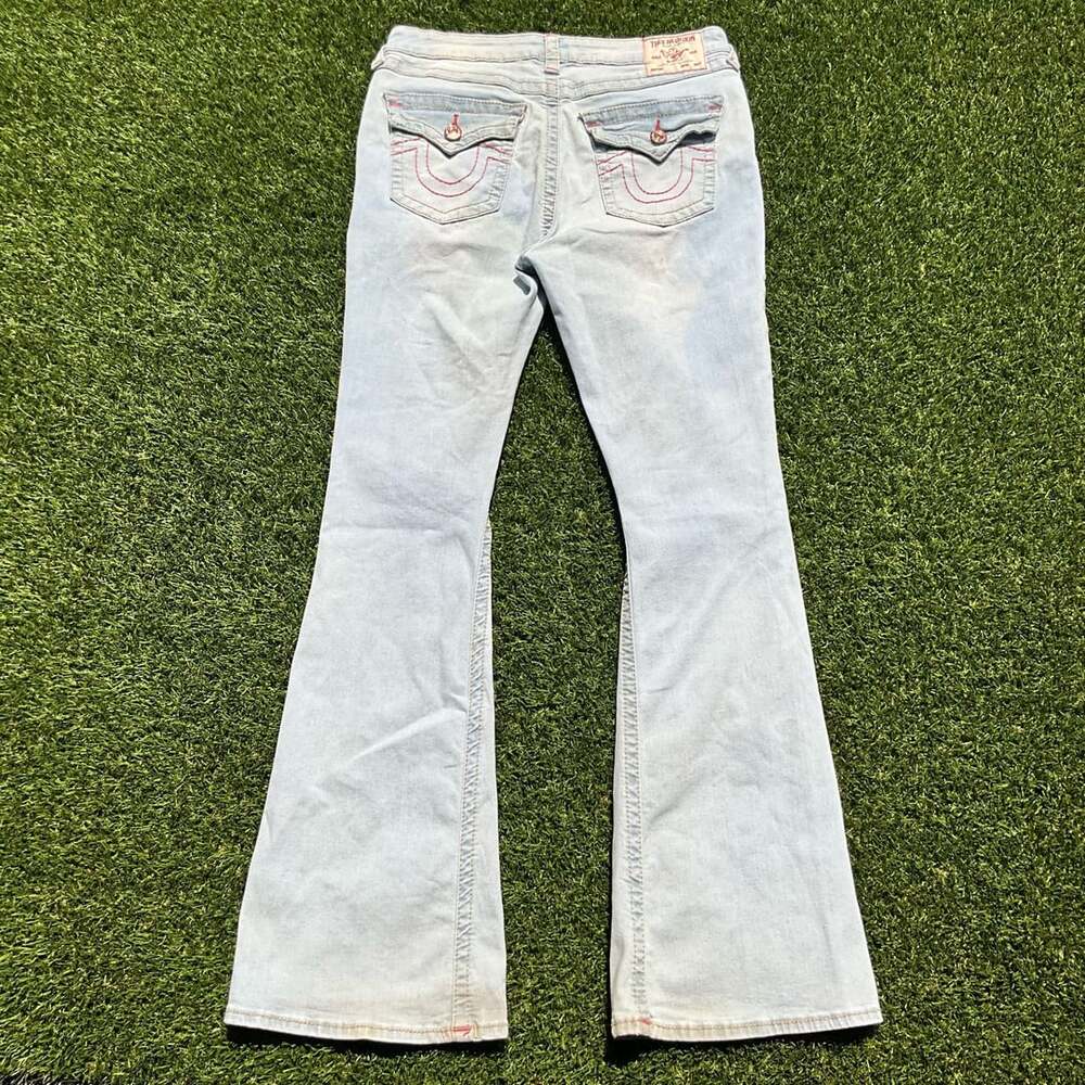 Y2K True Religion Joey Mid Rise Flap Flare Jeans Light Wash Women's 31